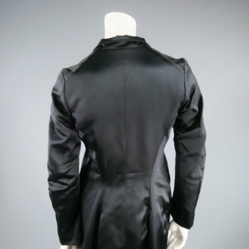 JIL SANDER Size XS Black Silk Quilted Lapel Coat 6