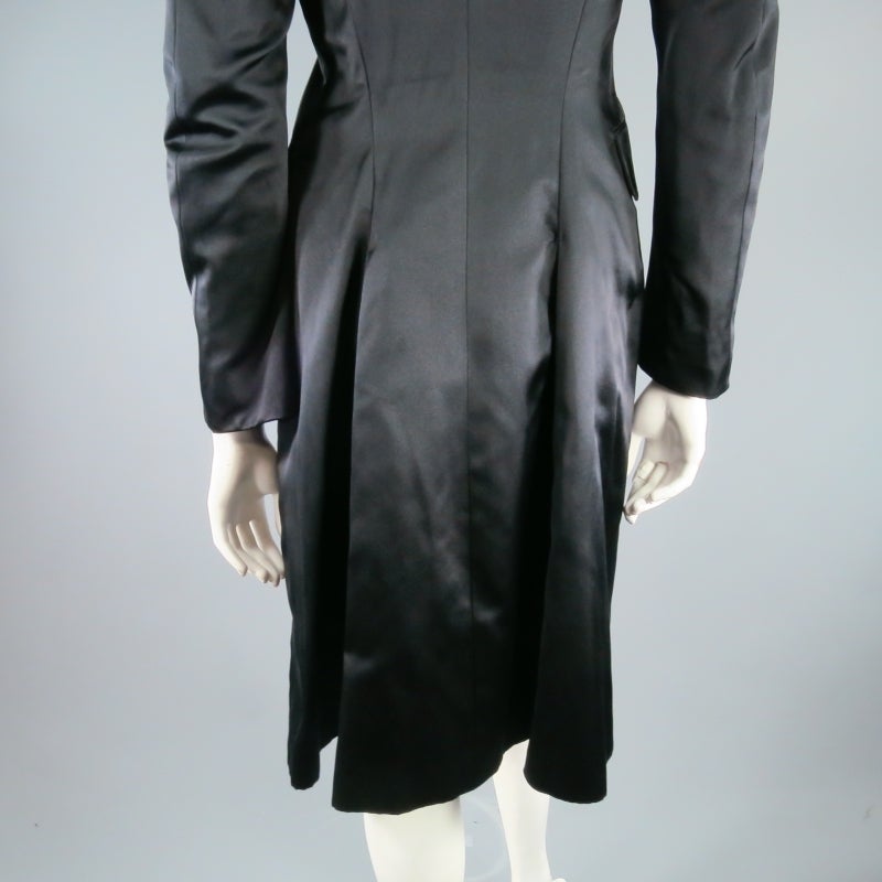 JIL SANDER Size XS Black Silk Quilted Lapel Coat 1