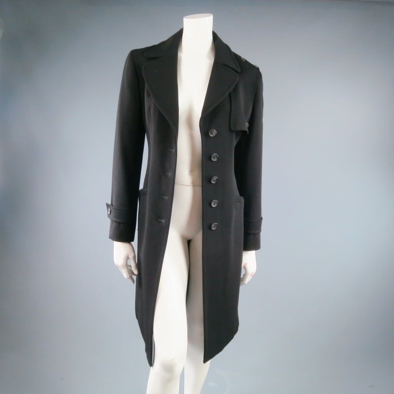PRADA Size XS Black Wool Blend Trenchcoat 2
