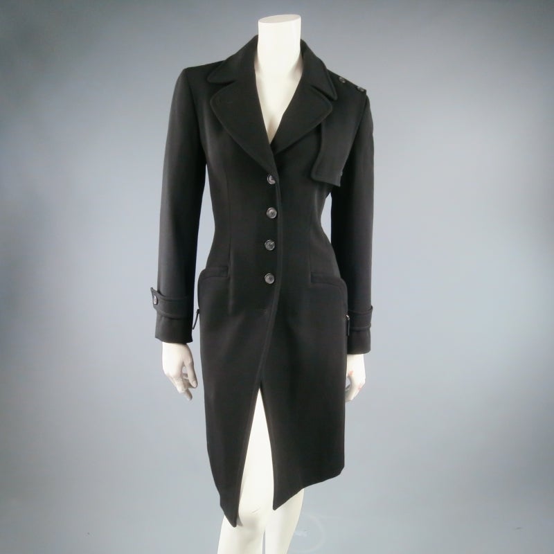 PRADA Size XS Black Wool Blend Trenchcoat 3