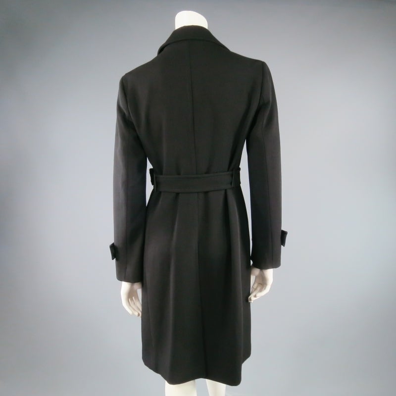 PRADA Size XS Black Wool Blend Trenchcoat 4