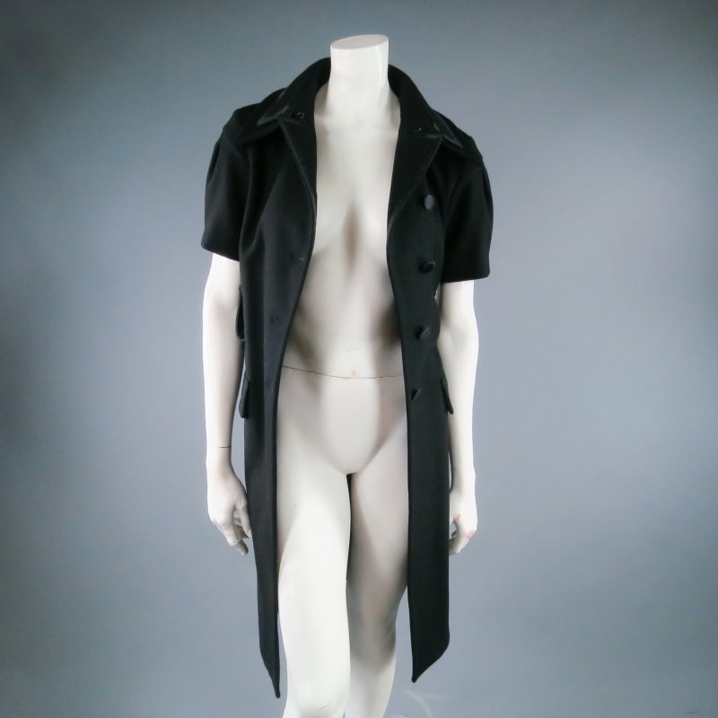 MIU MIU Size XS Black Wool Short Sleeve Double Collar Coat 1