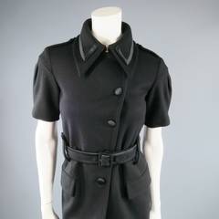 MIU MIU Size XS Black Wool Short Sleeve Double Collar Coat
