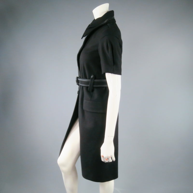 MIU MIU Size XS Black Wool Short Sleeve Double Collar Coat 3