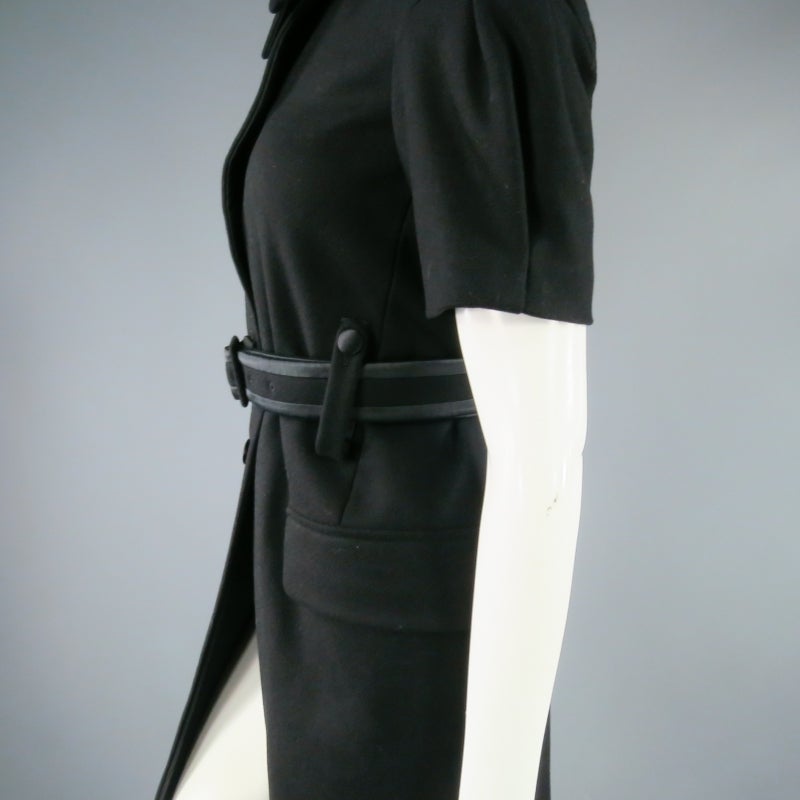 MIU MIU Size XS Black Wool Short Sleeve Double Collar Coat 2