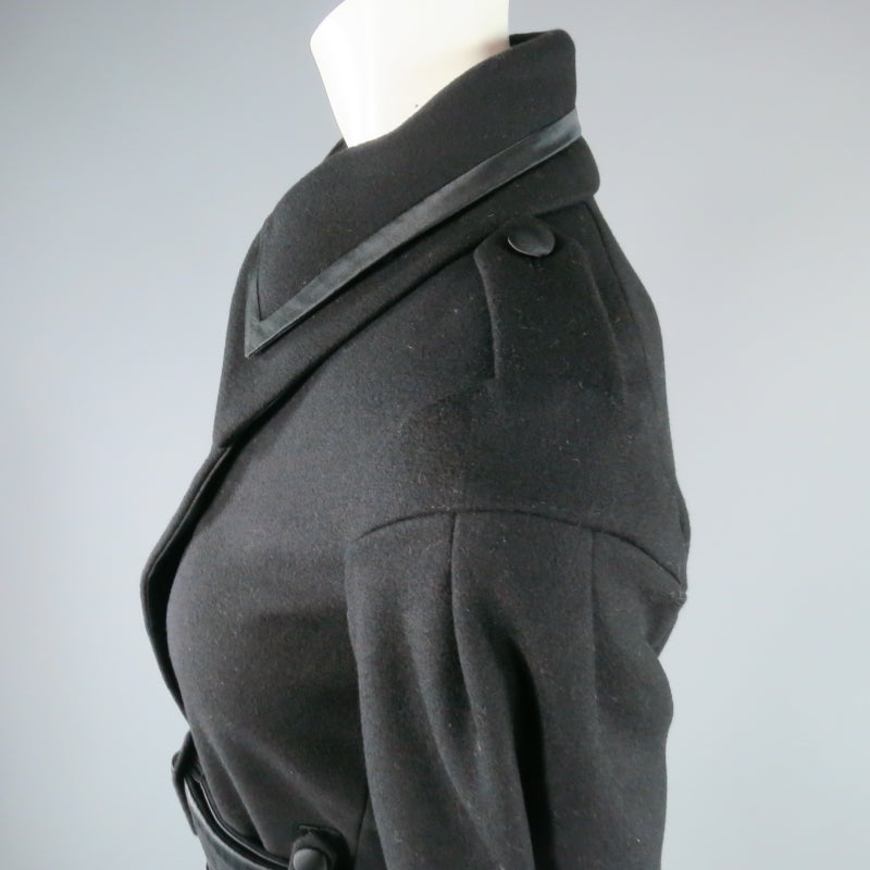 Women's MIU MIU Size XS Black Wool Short Sleeve Double Collar Coat