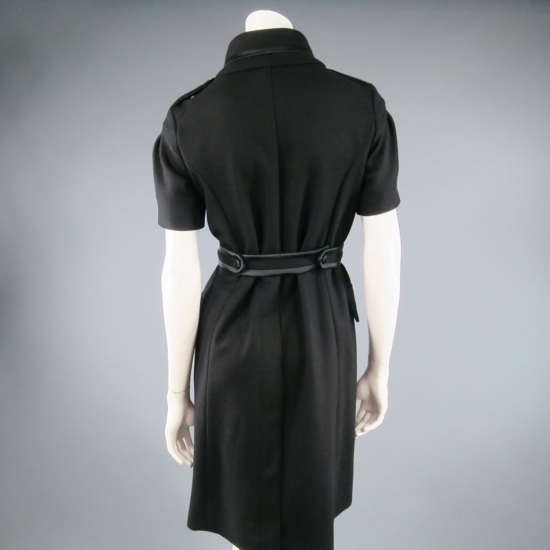 MIU MIU Size XS Black Wool Short Sleeve Double Collar Coat 5