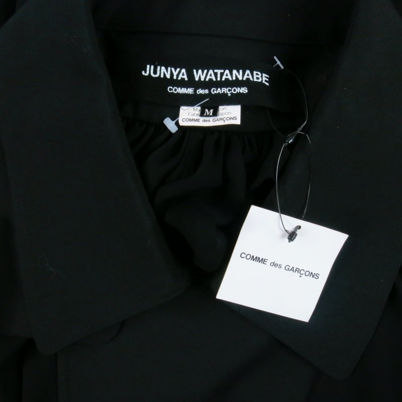 COMME des GARCONS Size M Black Wool & Chiffoon Draped Tranch Coat Dress 6