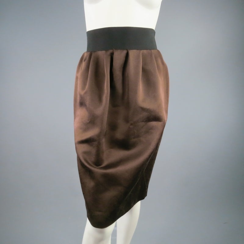 LANVIN Size 8 Copper/Black Satin Skirt Suit 1