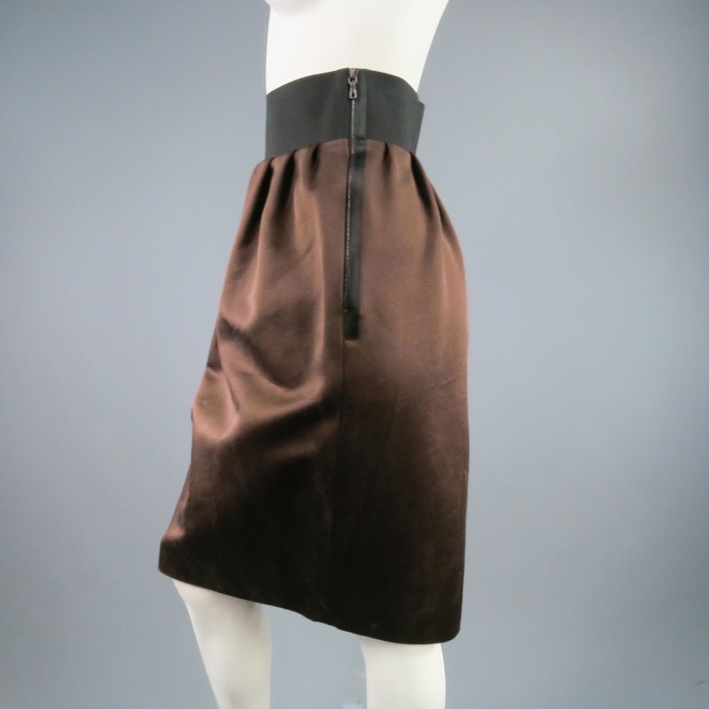 LANVIN Size 8 Copper/Black Satin Skirt Suit 2