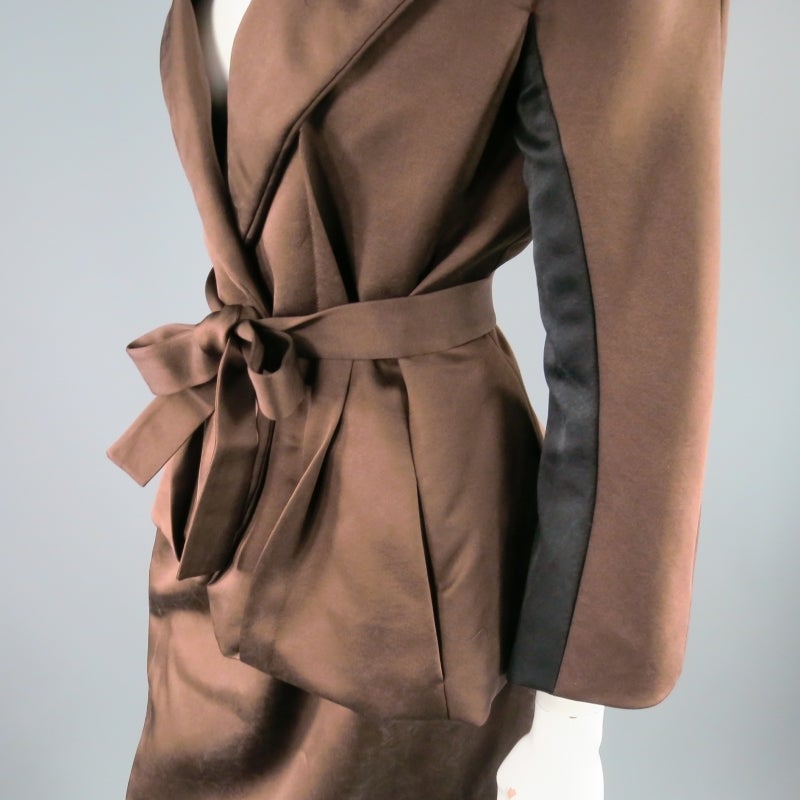 LANVIN Size 8 Copper/Black Satin Skirt Suit In Excellent Condition In San Francisco, CA