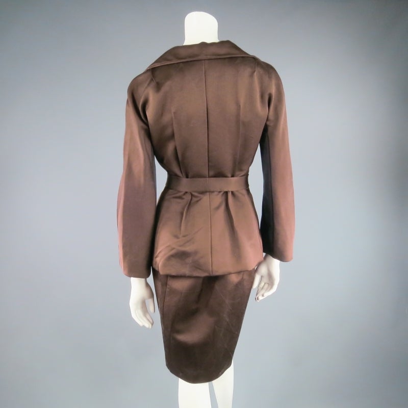 LANVIN Size 8 Copper/Black Satin Skirt Suit 3
