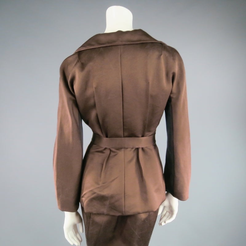 LANVIN Size 8 Copper/Black Satin Skirt Suit 4