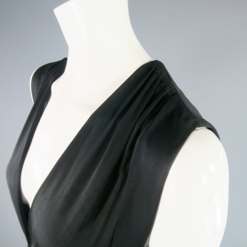 MARC JACOBS Size 4 Black Rayon Metallic Stitch Maxi Dress Gown 1
