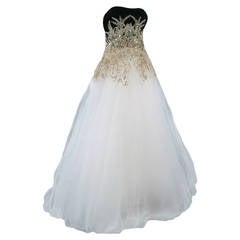 Used MARCHESA Size 4 Off White Silk Tulle Gown/Evening Wear