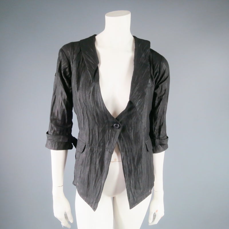 COSA NOSTRA Size M Black Textured Silk Blend 2 PC Zip Dress Jacket Set ...