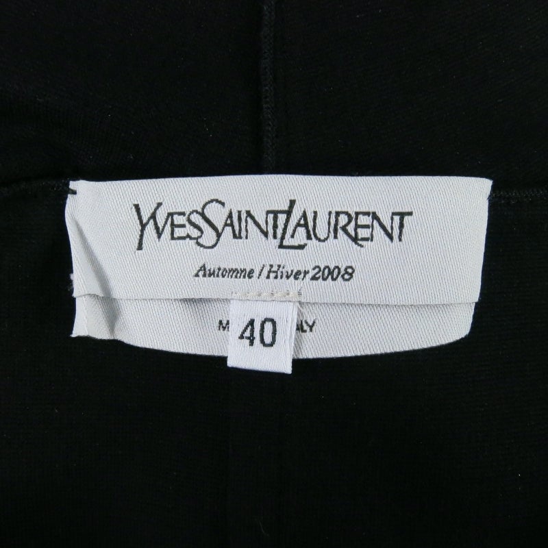 YVES SAINT LAURENT Size 8 Black Nylon Blend Gathered Ruffle Collar Sash Dress 2