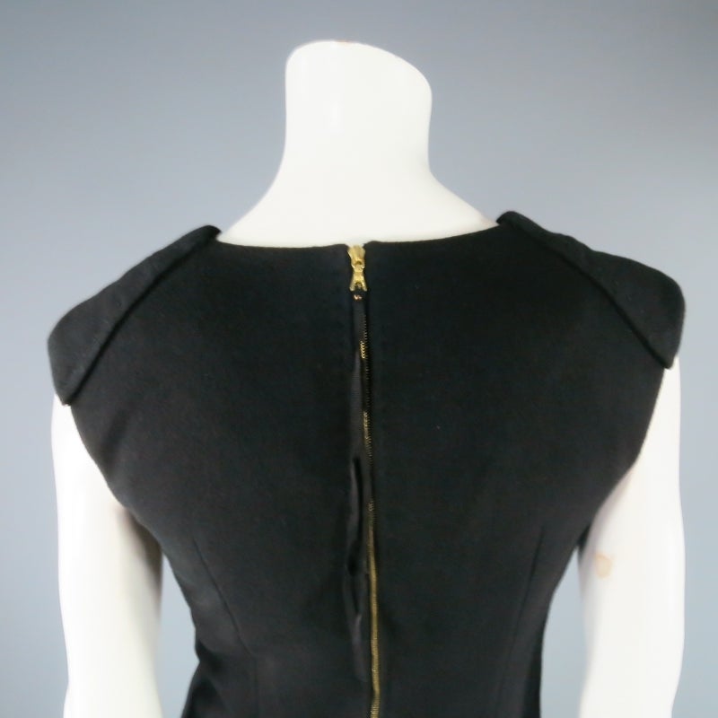 MARC JACOBS Size 4 Black Lux-Wool Pleated skirt / Beaded Neckline Dress 1
