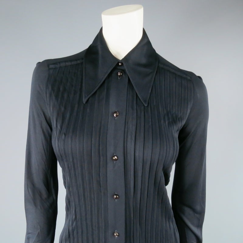Black MARC JACOBS Size 4 Charcoal Collar Pleated Shirt Dress FW 2007
