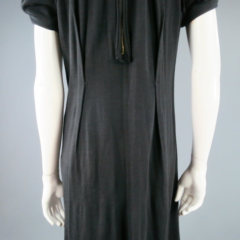MARC JACOBS Size 4 Black Stretch Wool Puff Sleeve Draped Neck Dress 4