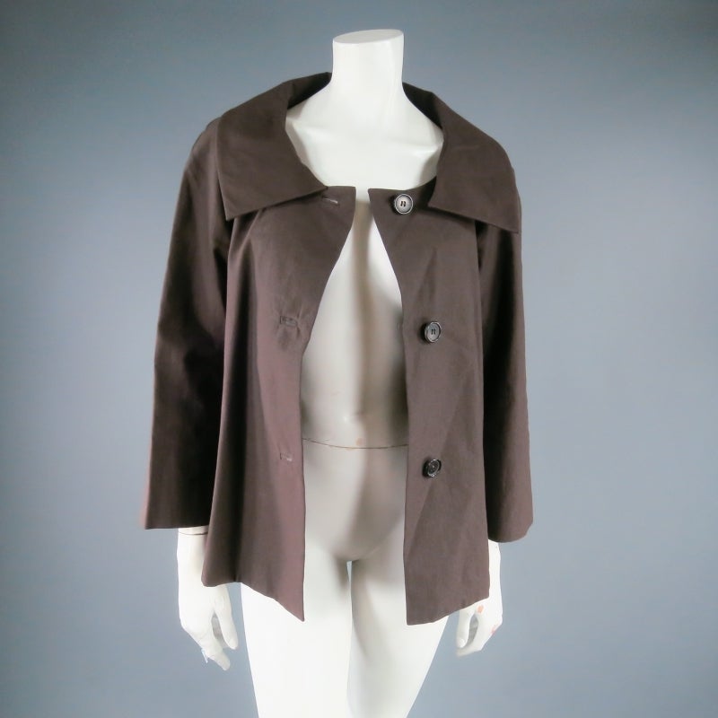 Gray MARNI Size L Brown Cotton Shift Collar A Line Jacket