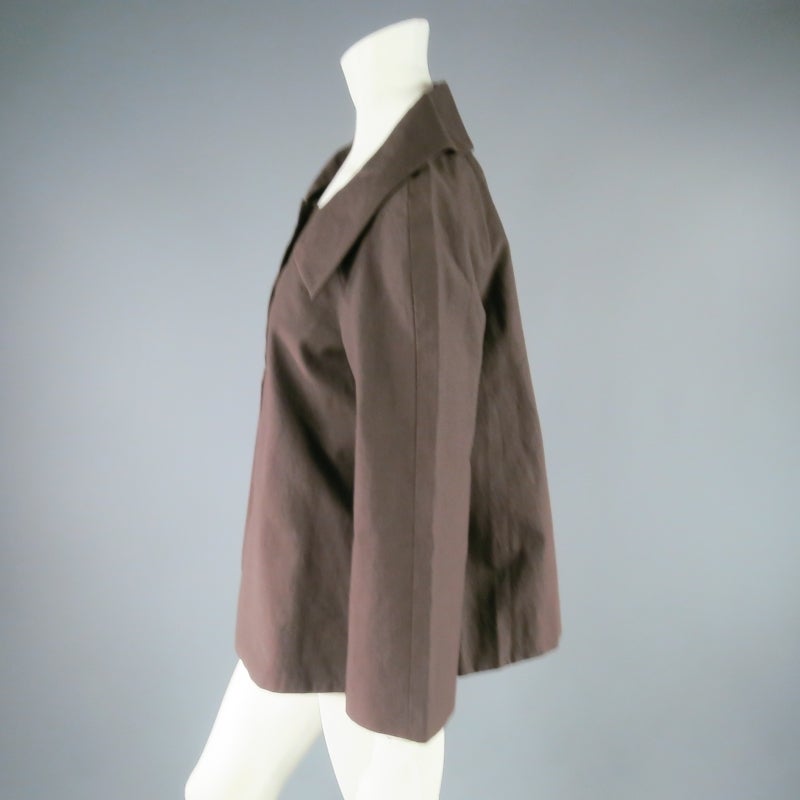 MARNI Size L Brown Cotton Shift Collar A Line Jacket In Excellent Condition In San Francisco, CA