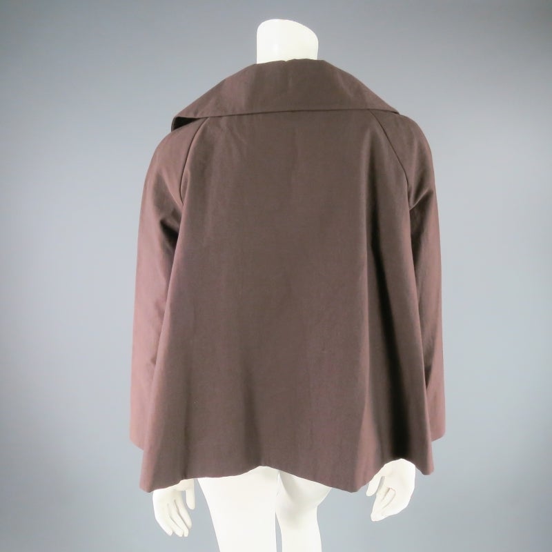 Women's MARNI Size L Brown Cotton Shift Collar A Line Jacket