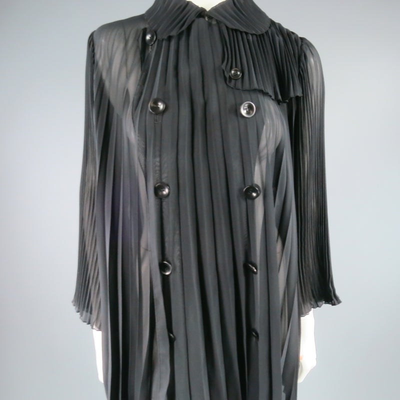 UNDERCOVER Size 2 Black Pleated Chiffon Trench Coat / Dress In Excellent Condition In San Francisco, CA