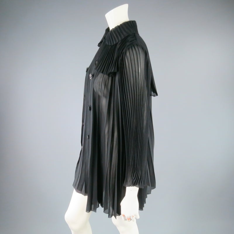 Women's UNDERCOVER Size 2 Black Pleated Chiffon Trench Coat / Dress