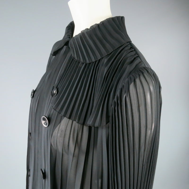 UNDERCOVER Size 2 Black Pleated Chiffon Trench Coat / Dress 1