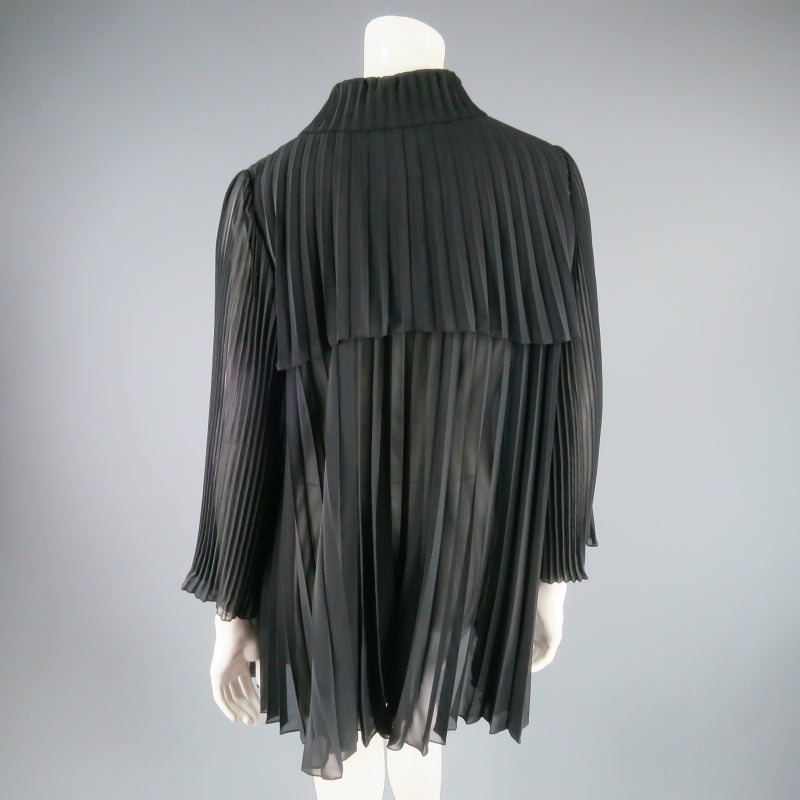 UNDERCOVER Size 2 Black Pleated Chiffon Trench Coat / Dress 2