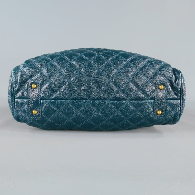MARC JACOBS Emerald Petrol Quilted Leather -STAM- Handbag 3