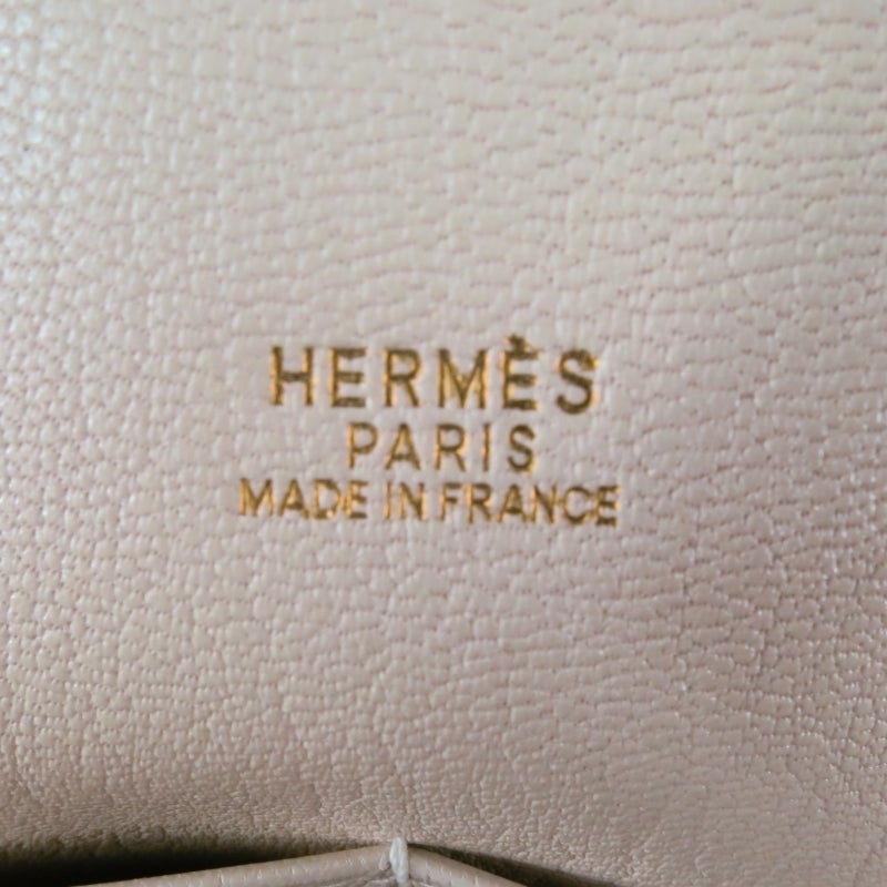HERMES -Plume 32- Beige Leather Top Handles Canvas Handbag 6