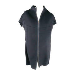 MARNI Size 4 Navy Darted Wool Zip Shell Vest Coat