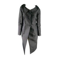 BARBARA TFANK Size M Black Silk Collared Evening Coat