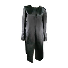 BARBARA TFANK Size 6 Collarless Black Silk Pleated Yoke Panel Coat