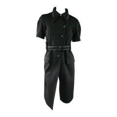 MIU MIU Size XS Black Wool Short Sleeve Double Collar Coat