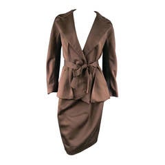 Vintage LANVIN Size 8 Copper/Black Satin Skirt Suit