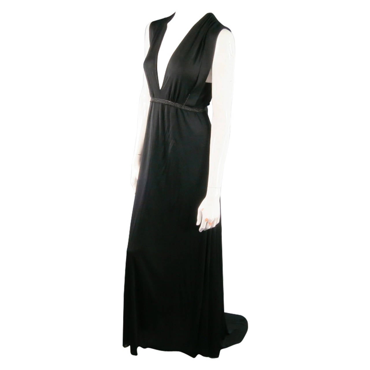 MARC JACOBS Size 4 Black Rayon Metallic Stitch Maxi Dress Gown