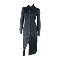 MARC JACOBS Size 4 Charcoal Collar Pleated Shirt Dress FW 2007