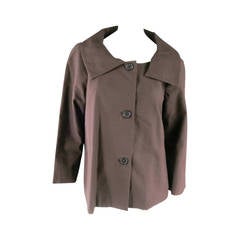 MARNI Size L Brown Cotton Shift Collar A Line Jacket