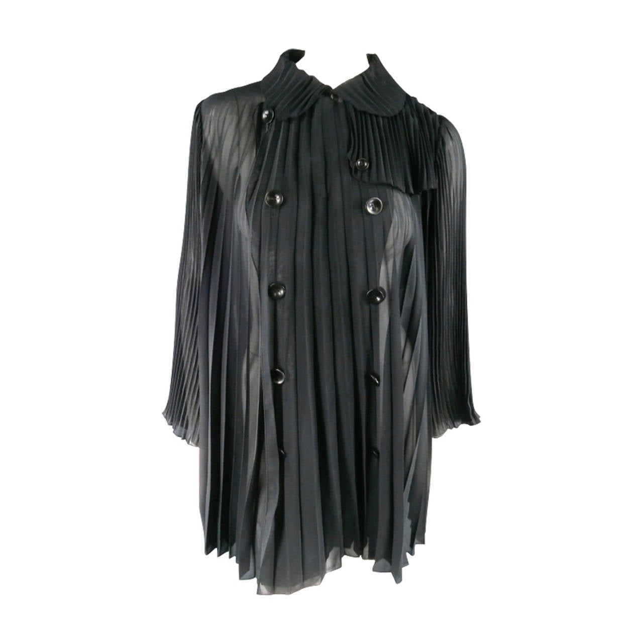 UNDERCOVER Size 2 Black Pleated Chiffon Trench Coat / Dress