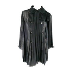 UNDERCOVER Size 2 Black Pleated Chiffon Trench Coat / Dress