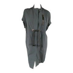 MARNI Size S Charcoal Rope Tied Drawstring Waist Shirt Dress