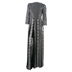 MARC JACOBS Size 4 Black & White Checkered/Striped Sequin Mod Gown SS2013