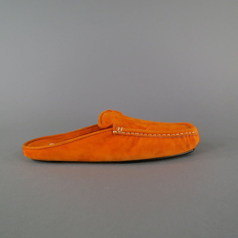Women's Hermès Orange Size 7 Suede Slip On Flats