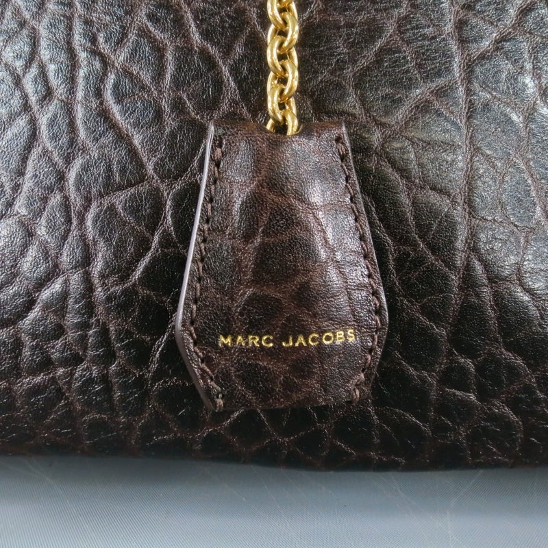 MARC JACOBS Brown Leather Top Handles Lock & Key Handbag In Excellent Condition In San Francisco, CA