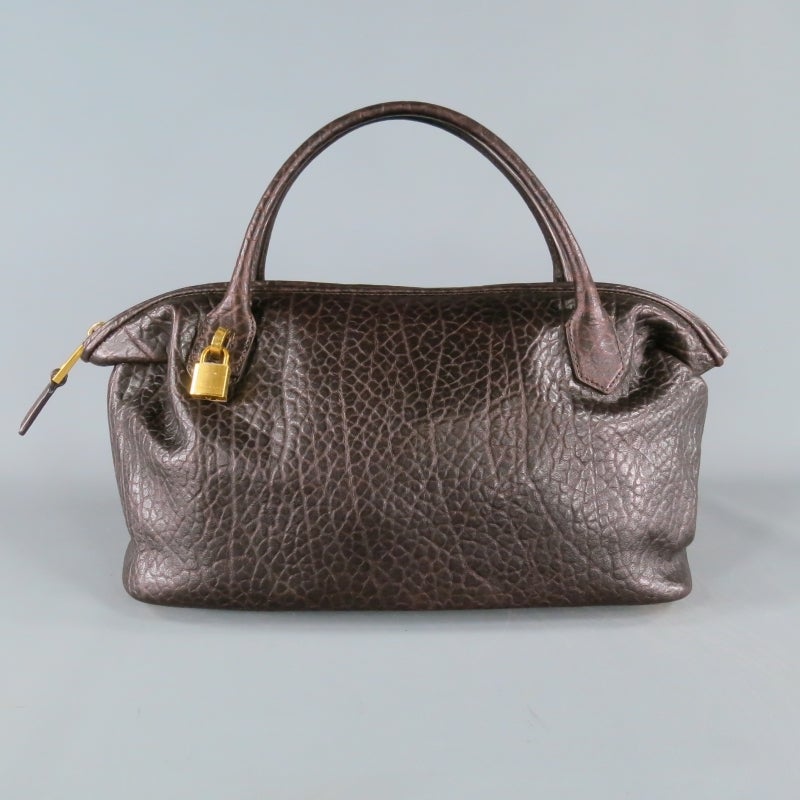 MARC JACOBS Brown Leather Top Handles Lock & Key Handbag 2