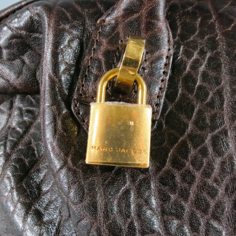 Women's MARC JACOBS Brown Leather Top Handles Lock & Key Handbag