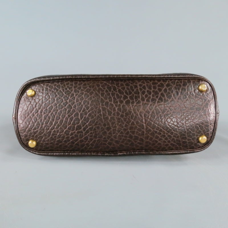 MARC JACOBS Brown Leather Top Handles Lock & Key Handbag 4